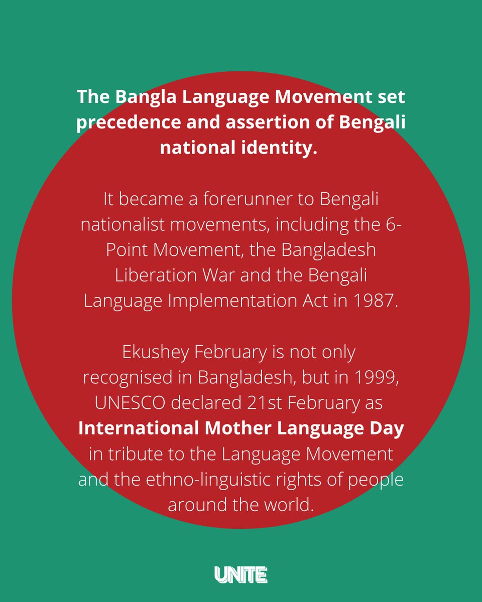 OMG_UNITE's tweet photo. 2/2: The story and importance of Ekushey CONTINUED 

Did you know International Mother Language Day was commemorated after the Bengali language was saved from being extinguished? 🇧🇩 #InternationalMotherLanguageDay #InternationalMotherLanguageDay2022🌎🗣

Read the story here 👇 https://t.co/IsLGFiMrEj