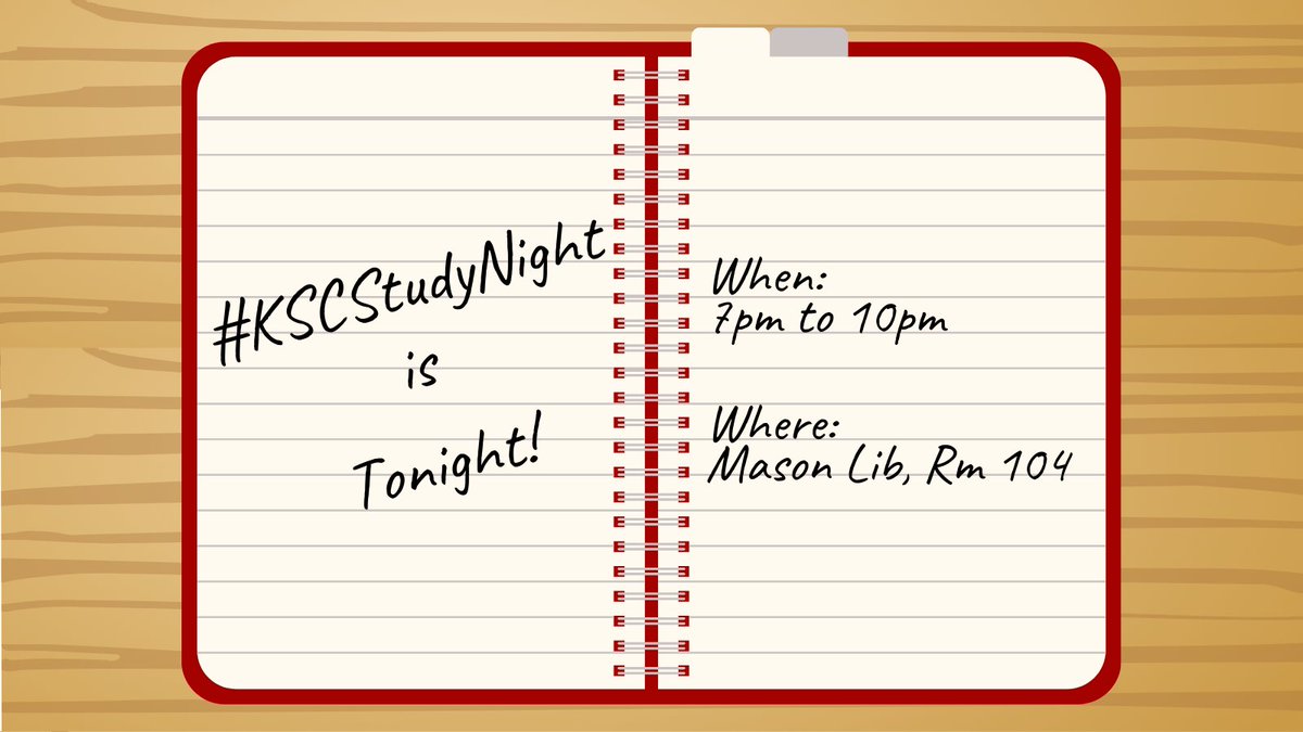 KeeneMasonLib's tweet photo. #KSCStudyNight is tonight, Tues, April 5th from 7pm to 10pm in the Mason Library, Room 104. Tutors will be available. Come hang out with your friends and work on your assignments!

@KeeneMasonLib @KSCAspire @KSC_C4W #KSCMathCenter @KeeneState_  @KeeneStateOwls https://t.co/blXcJK7Whx