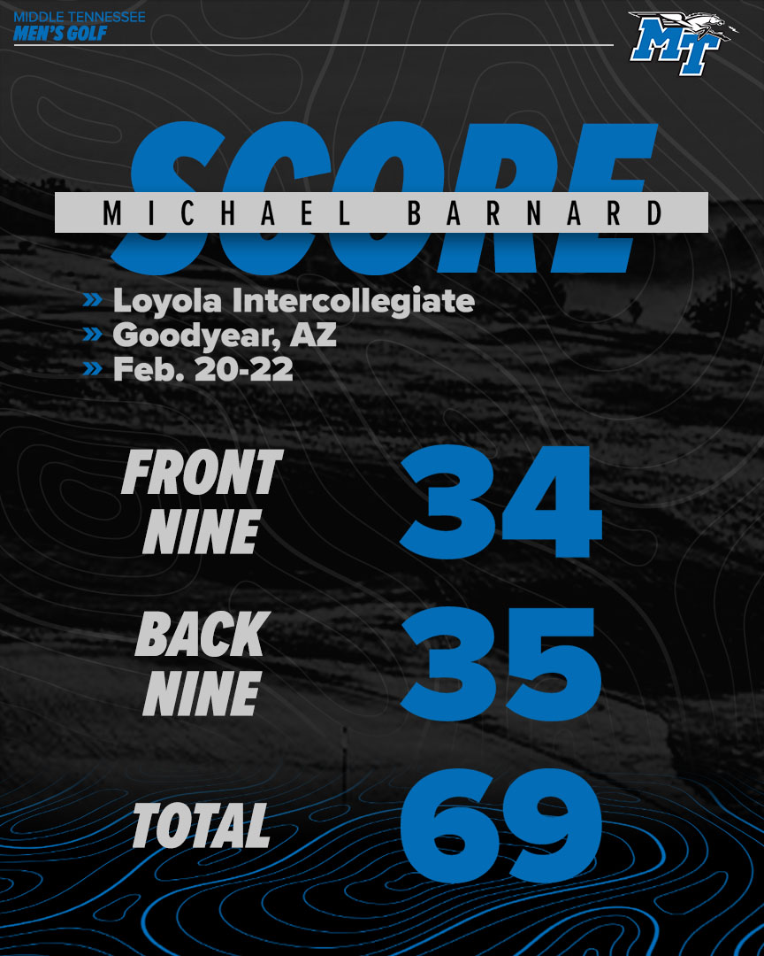 MT_MGolf's tweet photo. For the second straight day, @m_barn2 finishes at 69 (-3)! 

#BlueRaiders https://t.co/DiKq10L4SN