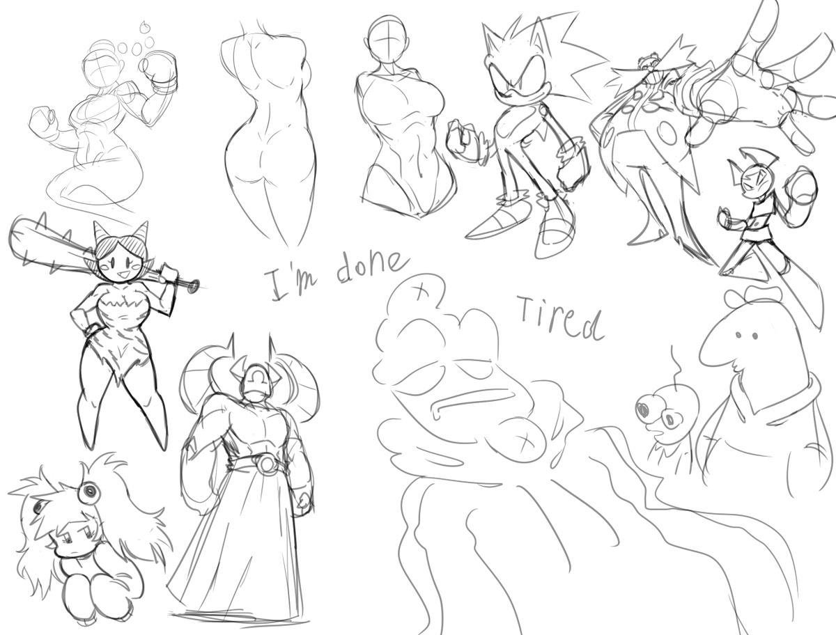 Assorted doodles I did in CSP. Still feels kinda awkward. 