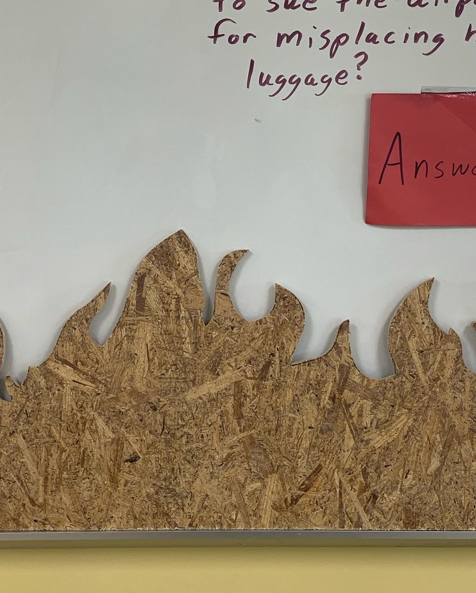 When you don’t have money to buy a $15,000 digital fire extinguisher training prop, you ask your artistic wife to draw flames on OSB and cut it out. Students will be using water extinguishers to train on how to put out a Class A fire.￼ Thank you Stephanie Ingerman for the help.