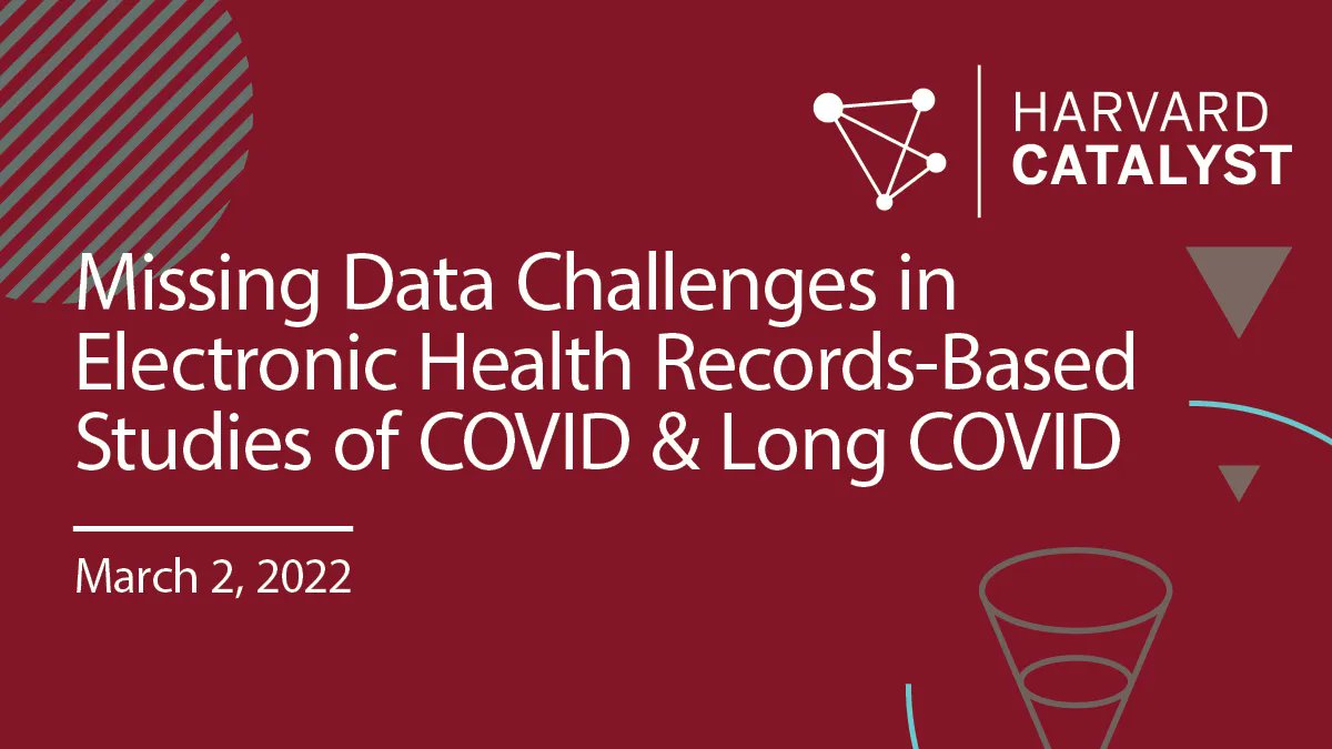 #Biostatistics journal club: Tanayott Thaweethai <a href="/tthaweethai/">tanayott (tony) thaweethai</a> <a href="/MassGeneralNews/">MassGeneral News</a> will discuss statistical methods for handling bias resulting from missing data in electronic health records. Register: hvrdct.me/ypl <a href="/HarvardBiostats/">Harvard Biostatistics</a>