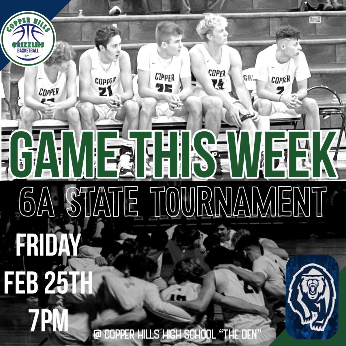 CHHSBASKETBALL's tweet photo. 6A STATE BASKETBALL TOURNAMENT Fri 2/25 7pm “THE DEN” https://t.co/F9KwfeFmiZ