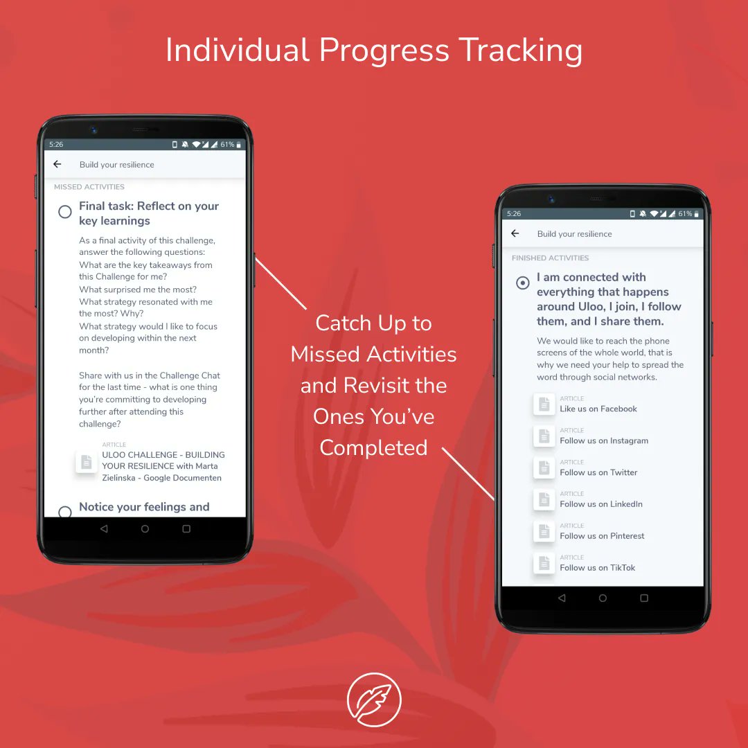Uloo Group Coaching helps your group members focus on specific actions that contribute towards their goals each day. Schedule pathways to help your group build better habits, track progress, and stay on their goals with motivational reminders.

#staycurious #uloo #ulooapp