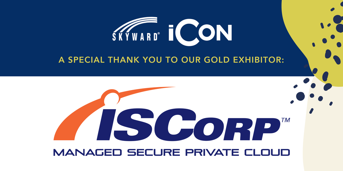 SkywardiCon's tweet image. We&apos;re excited for #ISCorp to join us as a Gold Exhibitor at #SkywardiCon2022! Thanks to ISCorp&apos;s secure data services, districts around the globe enjoy safe, accessible student and financial records. 👏 Thanks for your support!

Learn more at iscorp.com.

#SkyiCon