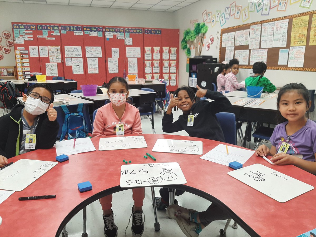 CEnriquez7878's tweet photo. Problem solving with a missing addend can be difficult. I gave them a simpler problem, used blocks to model, and kept asking questions until they figured it out themselves! They were so proud! #pisdesmath #Bushbears #ilovemath https://t.co/wYPTmXSQ49
