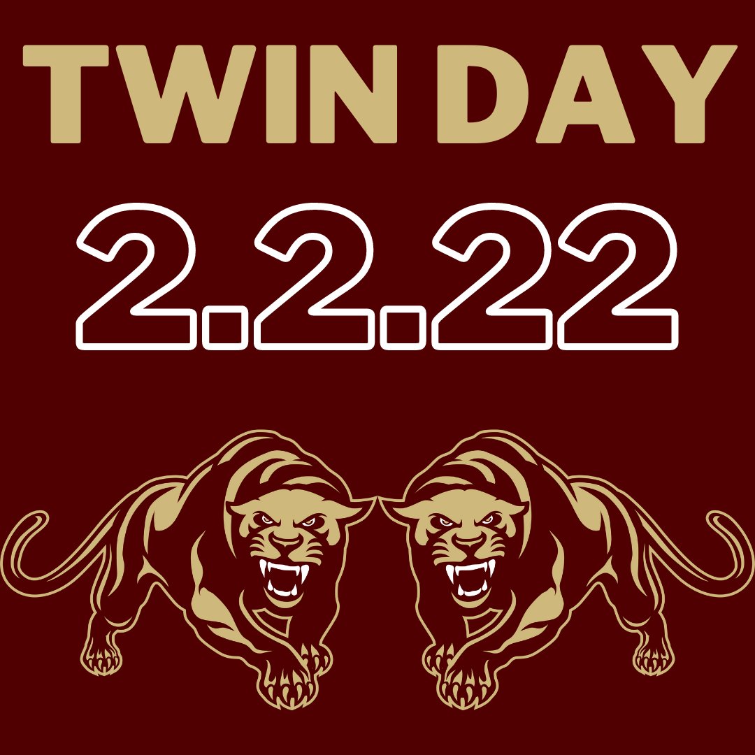 FlorinPanthers's tweet photo. Tomorrow is Twin Day! Twin up with your bestie or boo. Don't want to be a twin, come as your favorite dynamic duo. Don't forget to stop by the Panther Points station at lunch to get your points. #fearlesslyhavingfun https://t.co/mRP7KGfyko