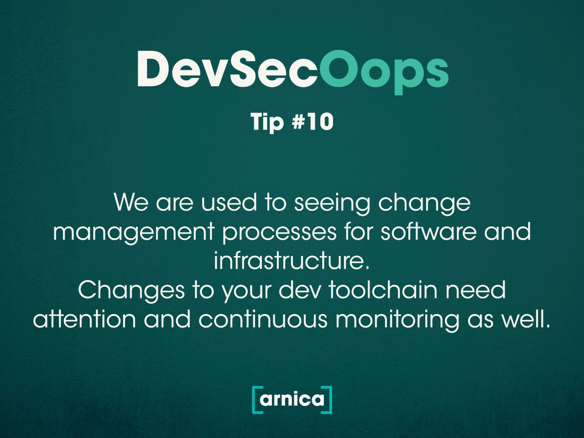 ArnicaIO's tweet photo. Here is a useful #DevSecOops tip. 
You can achieve the alerts on changes by many ways, e.g. send a Slack alert when a branch protection policy is disabled. 

Join our journey here: https://t.co/aZbjbhfdge https://t.co/WNZm7tKsYT