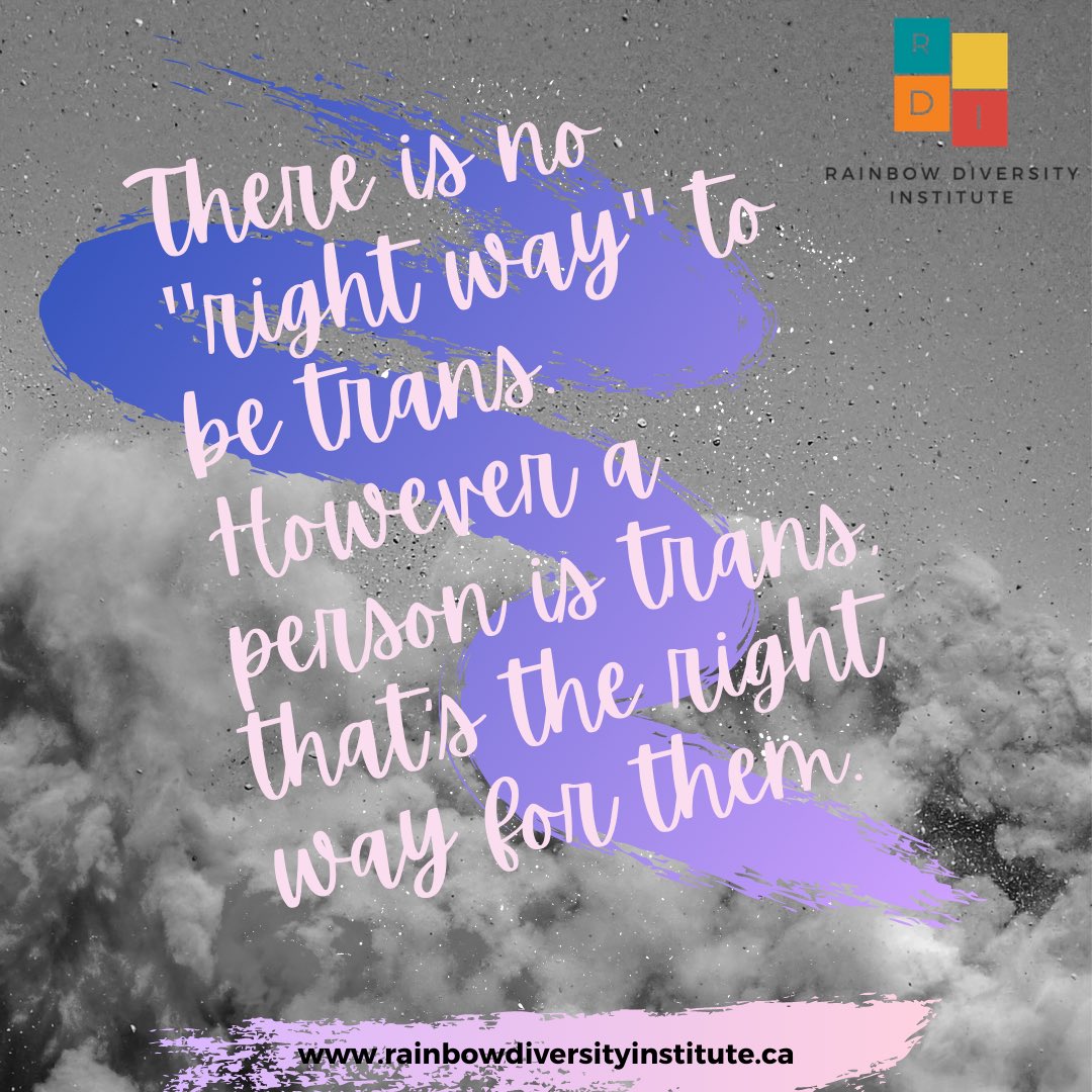 rainbowdiverse's tweet photo. Trans identities are diverse and there is no one way of being trans. Respect trans people  &amp; the way they choose to exist in the workplace, at home, in communities &amp; all other spaces.
There is no rule book. #transinclusion #transatwork #edi #dei #trans🏳️‍⚧️ #equity #diversity #RDI https://t.co/4VIHQMqPxC