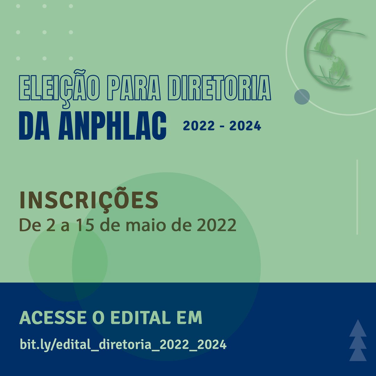 A Comissão Eleitoral torna público o edital para a eleição da nova Diretoria da #ANPHLAC; do Diretor(a) Executivo(a) e do Conselho Editorial da Revista Eletrônica da ANPHLAC, para o biênio 2022/2024.

Acesse o edital em: bit.ly/edital_diretor…