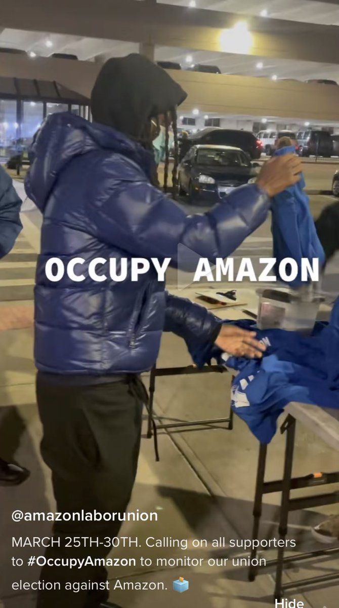 bakara_j's tweet photo. #OccupyAmazon March 25-30 help monitor Amazon worker’s union election. https://t.co/EgOTKbx9fk