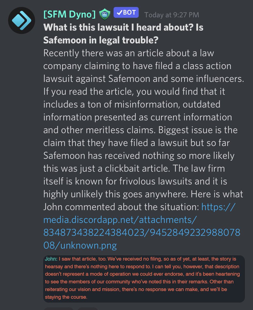 JayBurginn's tweet photo. @TreeTownSound @jagsjackett @safemoon Here’s some info on the class lawsuit. Transparency from Safemoon has always been pretty tiptop https://t.co/bu1OiGntdw