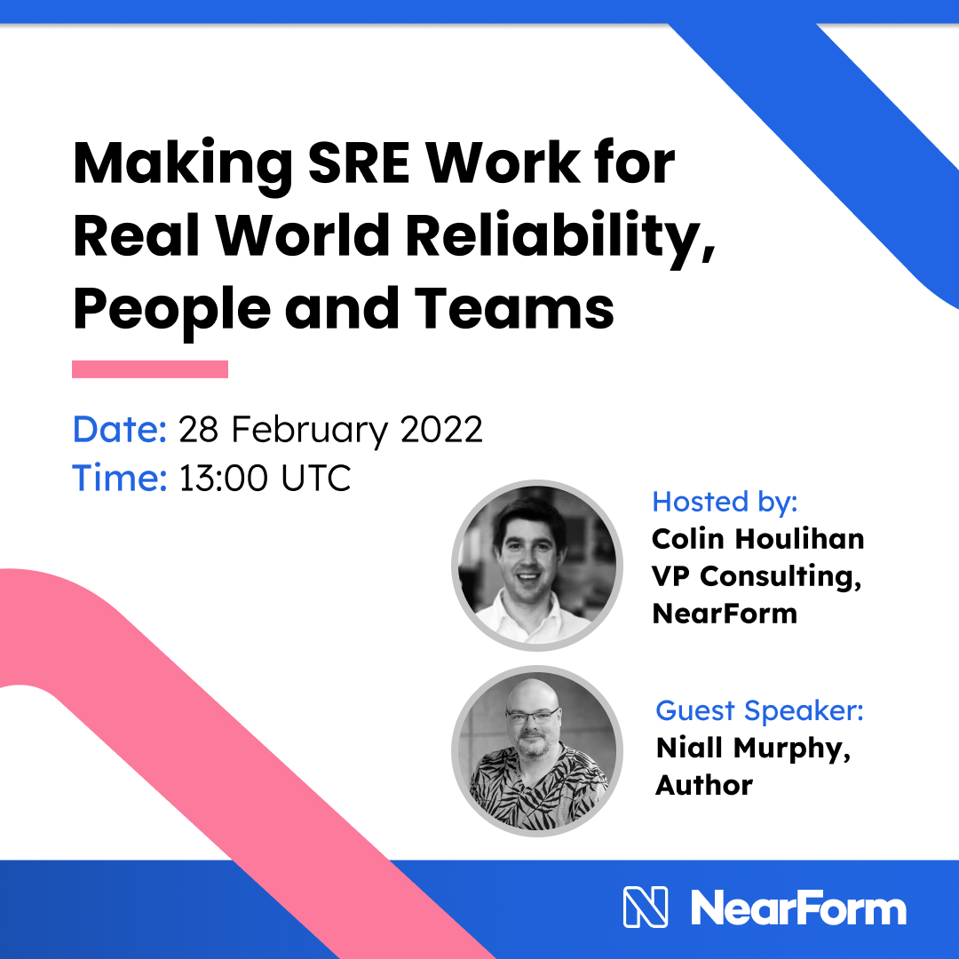 nearform's tweet photo. What really is #SRE? How does SRE differ from one organisation to another? 
What are the key principles SREs need to focus on to ensure that systems are kept running?
We will be discussing these &amp; more topics with @niallm -  Feb 28th, 1pm UTC

Register >> https://t.co/6W6HJ87xd4 https://t.co/xAX8OBy7gT