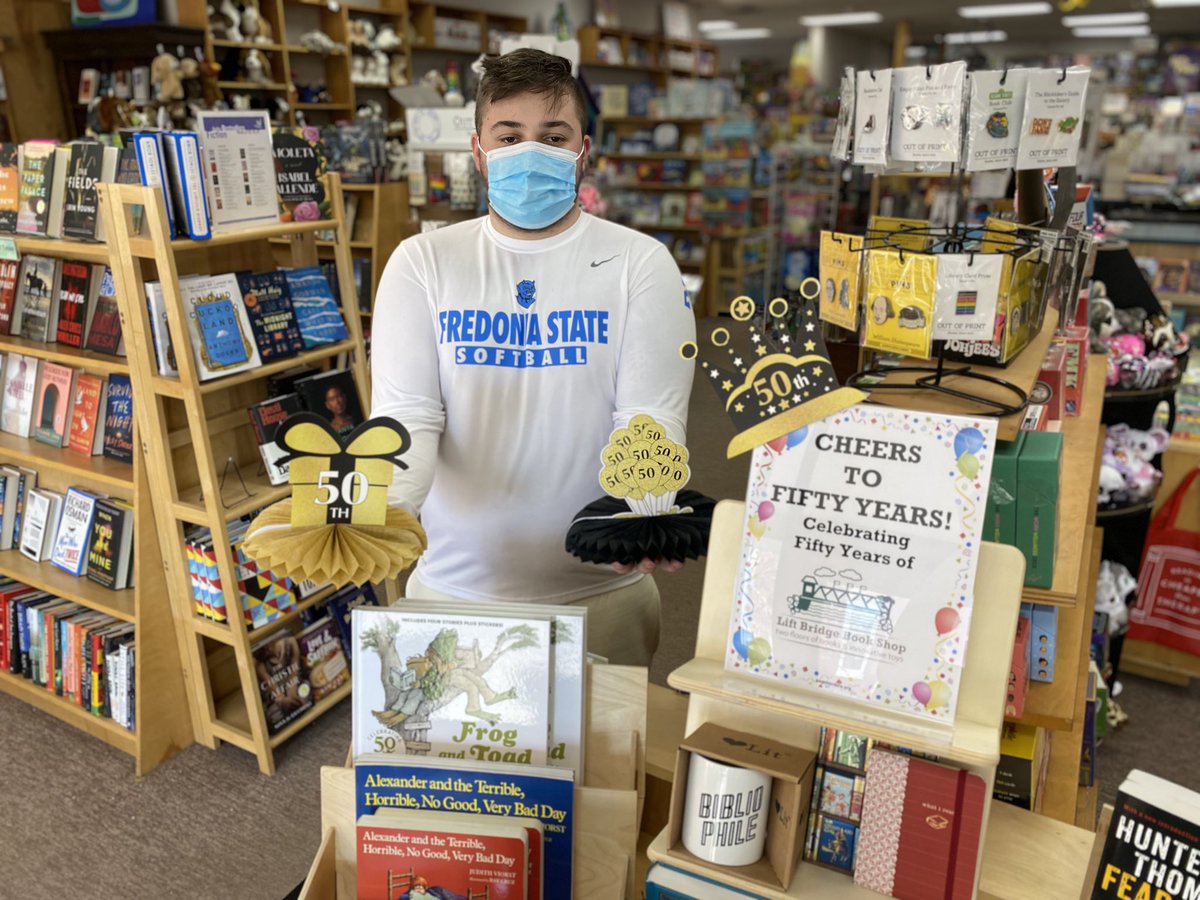 Let the 🎉celebration 🎉 begin! 📚Used books are 50% off 📚 AND 🥳Get a $10 gift certificate with every $50 purchase! 🥳 ✌️❤️📚@LiftBridgeBooks