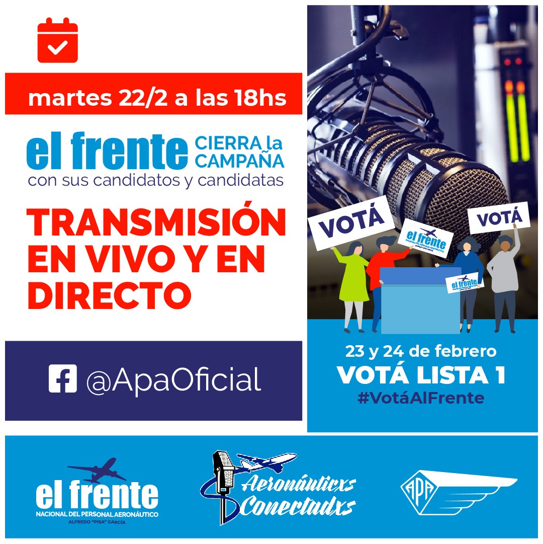 Chicho84859222's tweet photo. Este 23 y 24 de febrero 📣📣 acompañamos a la LISTA 1 EL FRENTE @APAERONAUTICOS 💪💪#SomosAPA #OrgullosamenteAeronauticxs #SomosElFrente #FrenteNacAeronautico 💪💪 https://t.co/GaSNIRfLnQ