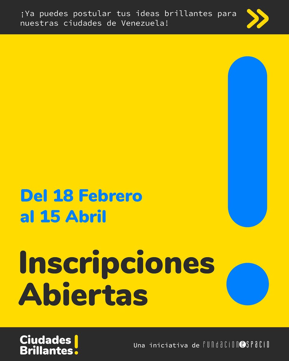 Inscríbete y participa en nuestra convocatoria llenado el siguiente formulario: 
docs.google.com/forms/d/e/1FAI…

Genera tu idea y participa
#CiudadesBrillantes un proyecto desarrollado por Fundación Espacio