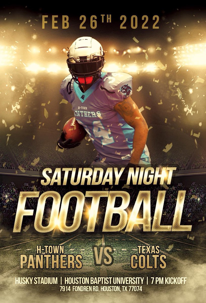 JustinAaronUH91's tweet photo. @RuschAudrey (H-Town Panthers)
vs. the @TexasColtsFB
The Panthers will battle the Colts on Saturday at Husky Stadium. Husky Stadium is home to the @HBU_Football of the @SouthlandSports
If you’re in the area come watch. @DraftDiamonds @Southlandish_ @FCSNationRadio1 https://t.co/TCoj73wgOO