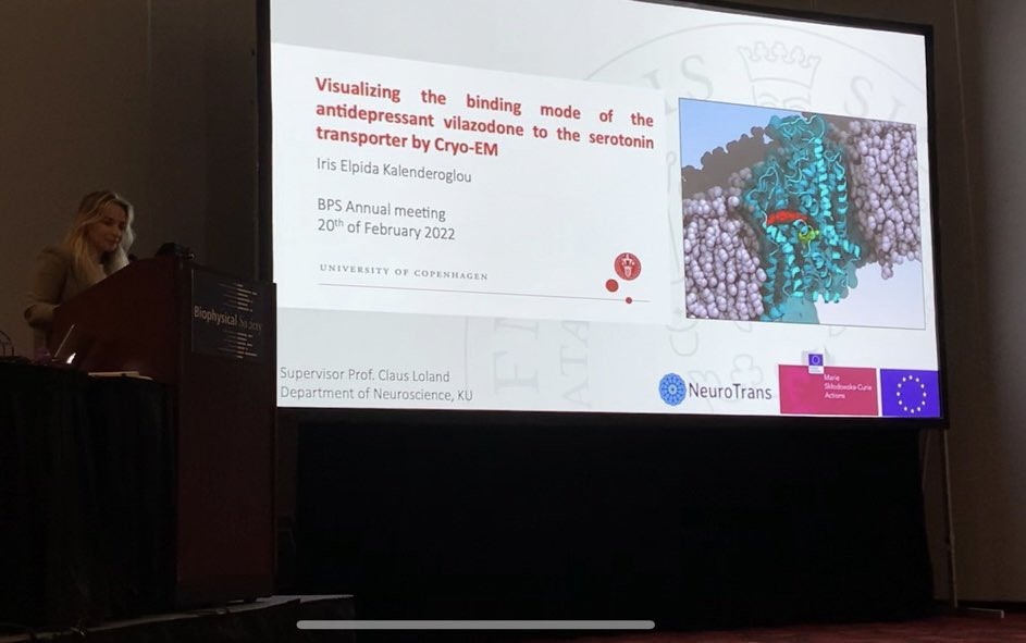 NeuroTrans (@neurotransetn) on Twitter photo Congratulations to <a href="/iris_kalen/">Iris Kalenderoglou</a> for a beautifully presented talk on the update of the serotonin transporter (<a href="/cloland_dk/">LolandLab</a>) in complex with vilazodone at the BPS annual meeting 2022 #bps2022 Congratulations to <a href="/iris_kalen/">Iris Kalenderoglou</a> for a beautifully presented talk on the update of the serotonin transporter (<a href="/cloland_dk/">LolandLab</a>) in complex with vilazodone at the BPS annual meeting 2022 #bps2022