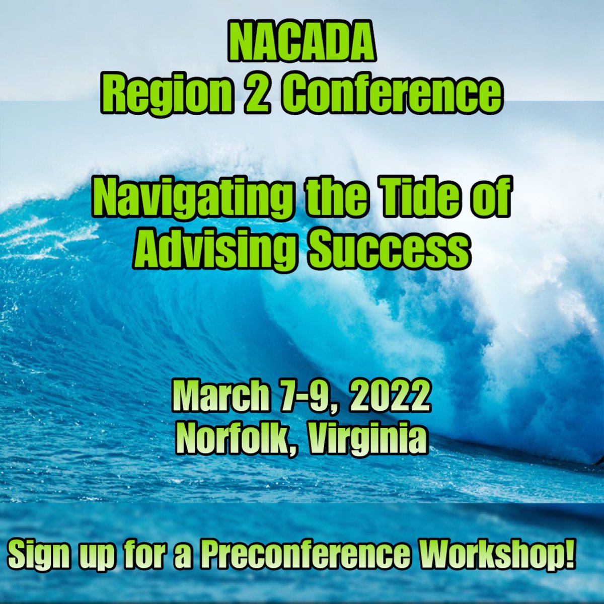 NACADAr2's tweet photo. The first wave is coming! Whether you’re new to advising, on the job search, or just want to make the most out of your time in Norfolk, sign up for one (or more) of our preconference workshops! 
https://t.co/ggIDctWszj https://t.co/0Krbh8ae8A