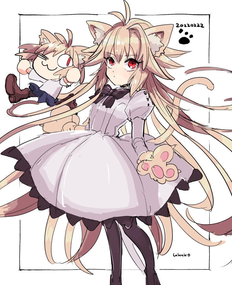 arcueid brunestud animal ears cat tail cat ears red eyes tail blonde hair long hair  illustration images