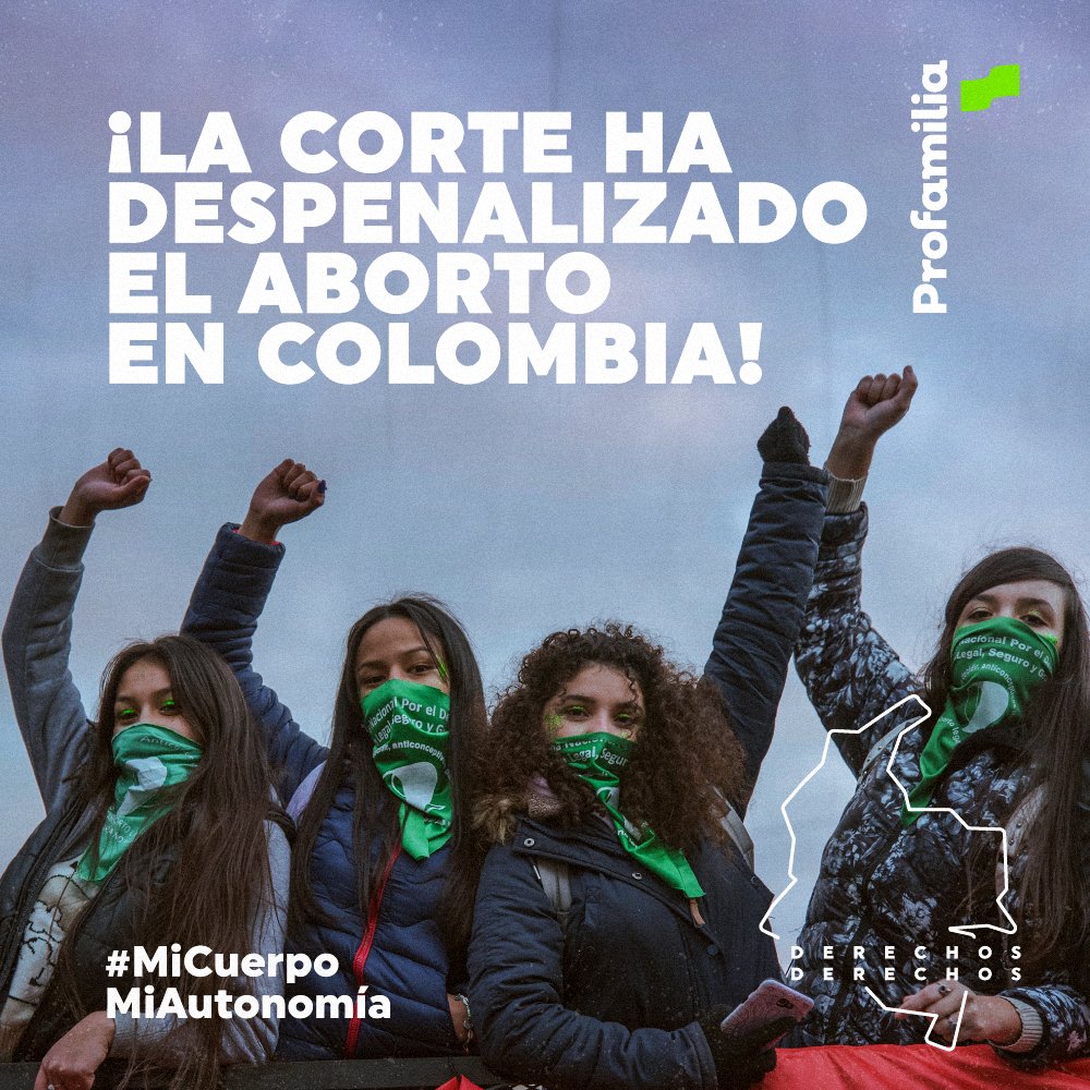 Colombia 🇨🇴 elimina el delito de aborto del Código Penal y da un paso histórico en la garantía de los Derechos Sexuales y Reproductivos de las mujeres y personas gestantes

¡Celebremos juntes! 💚

<a href="/CConstitucional/">Corte Constitucional</a> 

#LaCorteDijoSí #MiCuerpoMiAutonomía #CorteAbortoSí #esley