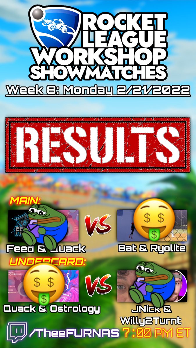 TheeFURNAS's tweet photo. #RLWS Week 8 results are in!

We have arrived in SWEEP CITY ladies &amp; gentlemen!

UNDERCARD: @zachakaquack (subbed in for @SwornRl) &amp; @TTVOstrology take out @Willy_2Turnt &amp; @TTVim_jnick 3-0 🧹

MAIN: @batrl_ &amp; @Ryolite2 defend their crown against @yaboifeed &amp; @zachakaquack 3-0 🧹 https://t.co/6ZIPJ6Tu9b