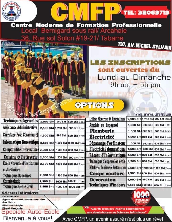 ChrisnetteG's tweet photo. Tous les jeunes ont la même chance d'apprendre un métier au CMFP, là oú ils se trouvent, un peu partout dans les sections communales! https://t.co/zjoHUz3KRJ
