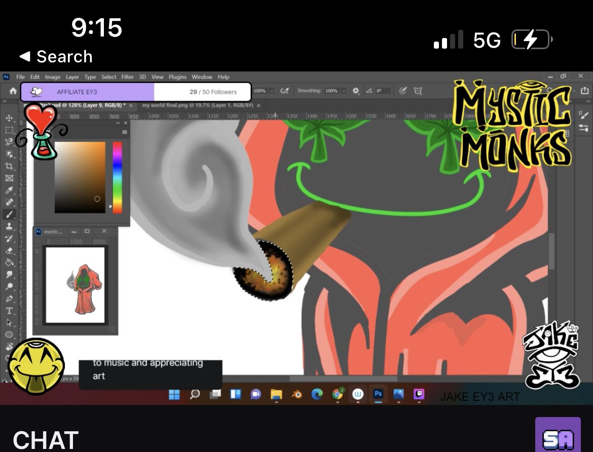 Our artists <a href="/JAKEEY31/">Jake EY3 𓂀</a> is LiVE on TWiTCH rn crafting up and designing some final traits! 

Tap iN -> m.twitch.tv/jakeey3art

#cnft #CNFTCollection