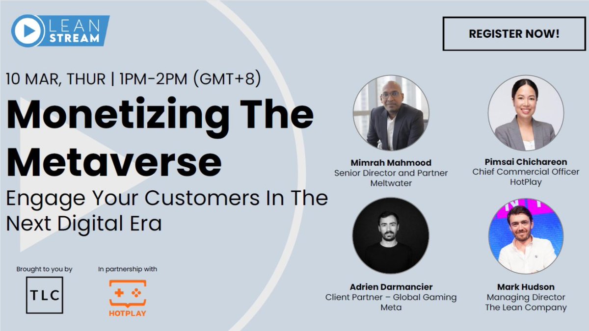 HotPlay_Games's tweet photo. Looking for ways to adapt business strategies &amp; engage consumers in the #Metaverse? 🤔 Join @HotPlay_Games at a Lean Stream #webinar to learn how you can convert, retain, &amp; delight users using the metaverse's plethora of new channels.

🎟️ Register: https://t.co/kpNiWPGzZt https://t.co/iYtXpCBskz