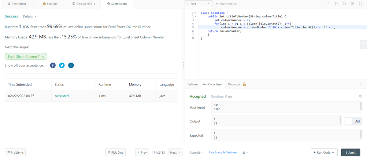 Rakshit2341997's tweet photo. Day 74 of #365daysofcode  with 
@scaler_official
Solved Leetcode Problem.
#scalerdiscord 
#scalerLearning 
#codewithscaler 
#codechallenge
#scaler_official https://t.co/c7RUpyfFxe