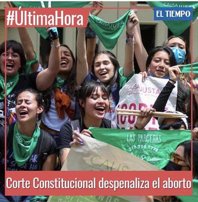 MMReivindica's tweet photo. -En 2010 lobby aborto en Latam partió diciendo que debía legalizarse hasta las 8 semanas, 
-2015 hablaban de 12 semanas, 
-2018 de 14 semanas, 
Hoy,los pañuelos verdes celebran la   legalización del aborto hasta los 6 meses de embarazo en Colombia.  #ColombiaDeLuto https://t.co/ipy5Q99GMW