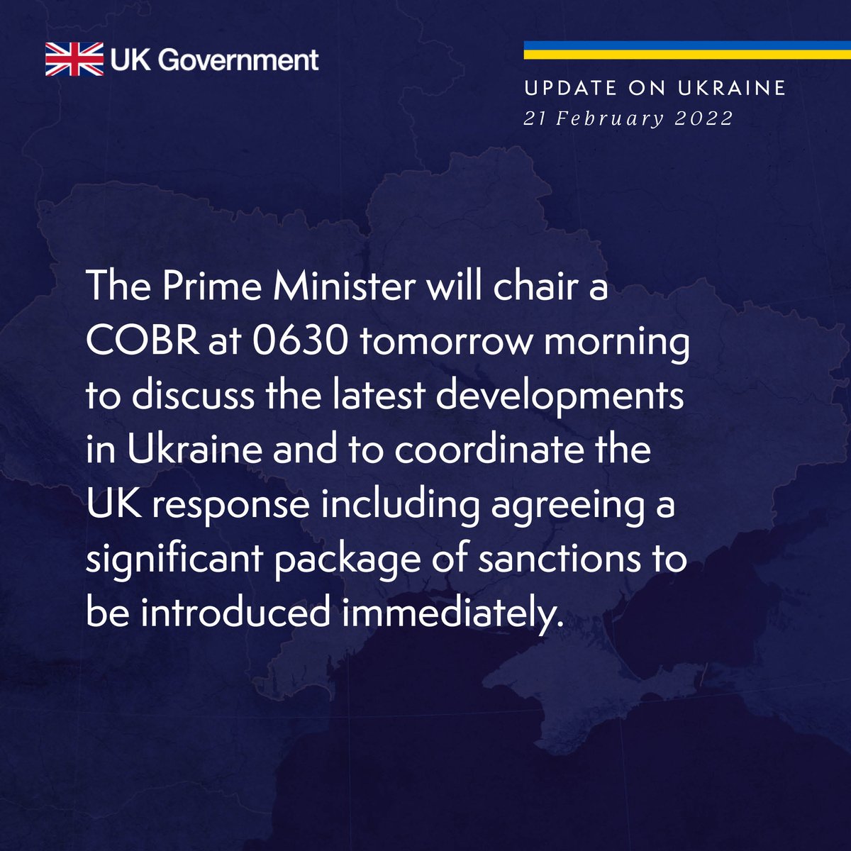 10DowningStreet's tweet photo. Update on Ukraine 21 February 2022: https://t.co/rRcJ3ome3y