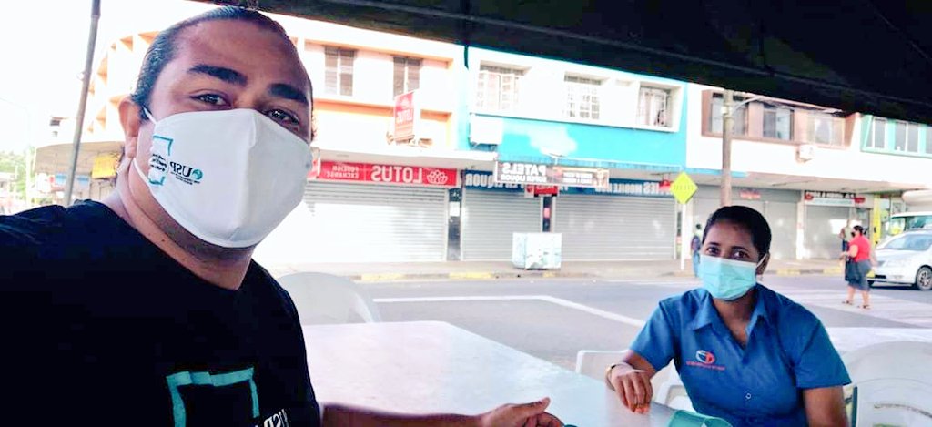 #PaCESD PostGrad Student Officer #FilipeVeisa was at the #Sigatoka #USPRoadshow venue a wee bit early this morning &amp; assisted the working public that were at the tent before the 9am start! Vinaka Fi 🙌