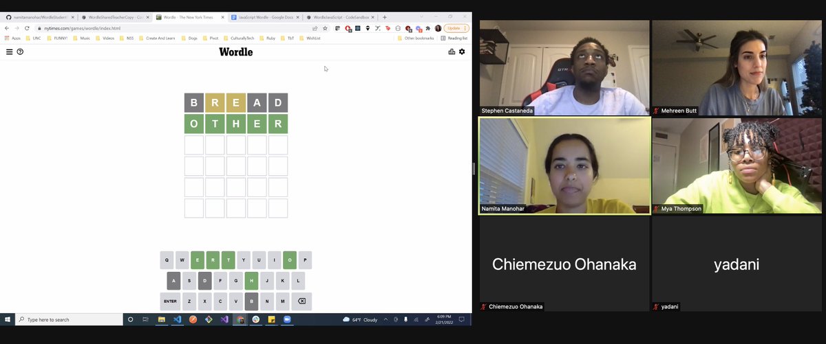 Recreating a JavaScript version of Wordle with our kids today! Our students are the future of tech. <a href="/nytimes/">The New York Times</a> 
#diversityintech #DiversityandInclusion #techtwitter #hispanicsintech #Latinx #LatinxInTech #equity #education #computerscience #javascript