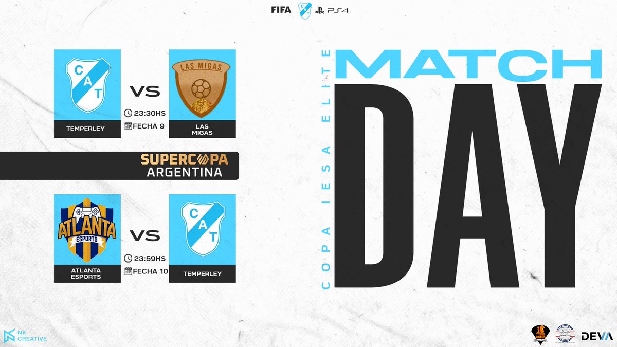 #PS4 #FIFA22

🏆 Supercopa <a href="/IESAFIFAar/">IESA Argentina</a> 

🗓️ Fecha 9
🆚 Las Migas
🕦 23:30

🗓️ Fecha 10
🆚 Atlanta
🕛 23:59

#LaFamiliaMasGrandeDelSur