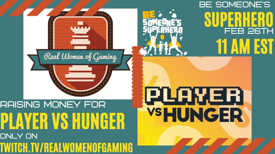 RealWomenGaming's tweet photo. Be Someone's Superhero 2022!
Join Real Women of Gaming as we partner w/ Player vs Hunger in their fight against hunger injustice & support food-insecure communities through gaming
Donations: https://t.co/iddu2RDKJI
Boost the signal!
#RWOG #besomeonessuperhero #PlayerVsHunger https://t.co/T4cvYsA6Wg