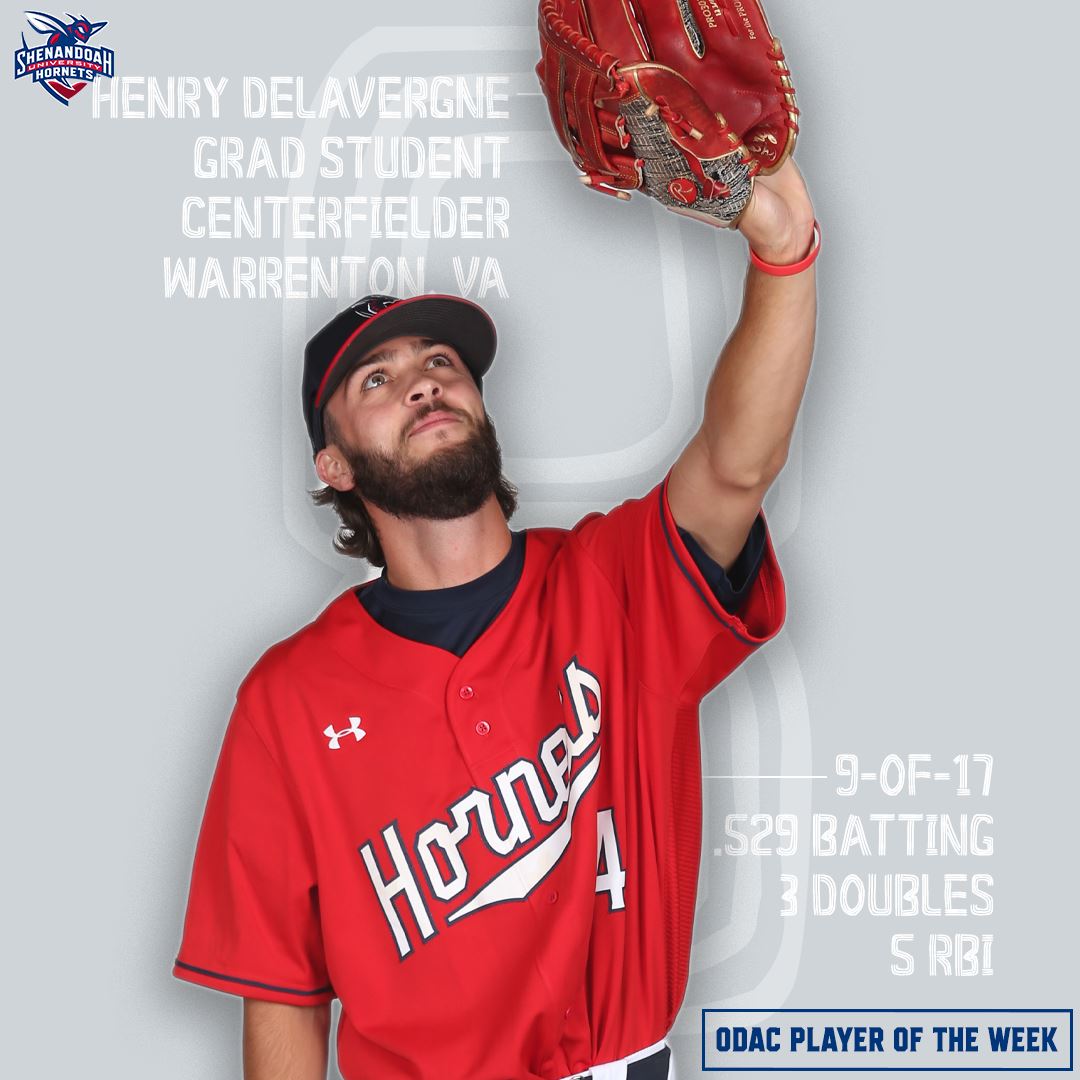 🚨PLAYER OF THE WEEK🚨

<a href="/SUHornetsBB/">SU Baseball</a> Henry Delavergne is named ODAC Player of the Week 

#DiamondHornets