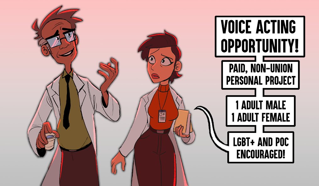 🌟VOICE ACTING OPPORTUNITY!🌟I'm looking for some more voice actors to bring another storyboard portfolio piece to life. 1 adult male, 1 adult female. LGBT+ and POC encouraged! Info and application form in the thread below. Retweets and shares very appreciated!