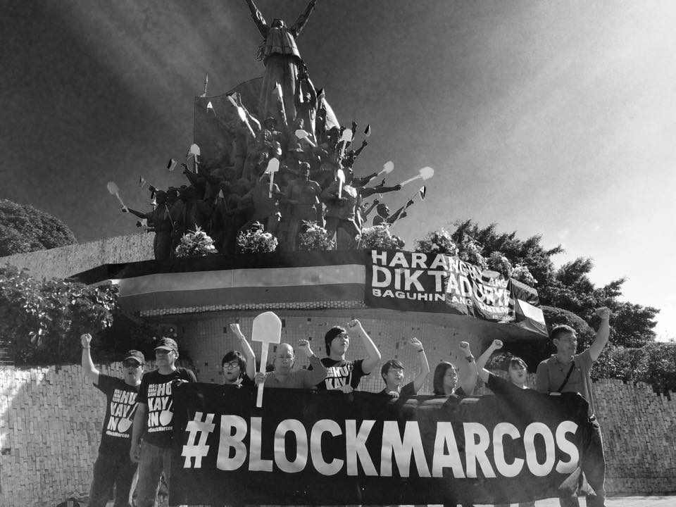 DocenaRizal's tweet photo. @LeodyManggagawa is soft on Marcos? pics from five years ago: EDSA anniversary direct action by #BlockMarcos. Guess who was there. #Hukayin https://t.co/MaZyQGmRek