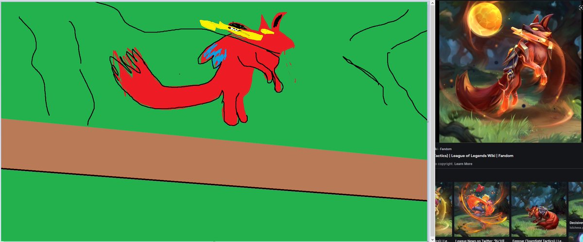 I know it is hard to tell the difference between the original vs my fan art, but after 3 days of hard work, I managed to get the best of me and finish the Fenroar artwork, him being my fav TFT tactician and pet! #LeagueOfLegends <a href="/Mortdog/">Riot Mort</a> KEKW #TFT #TeamFightTactics