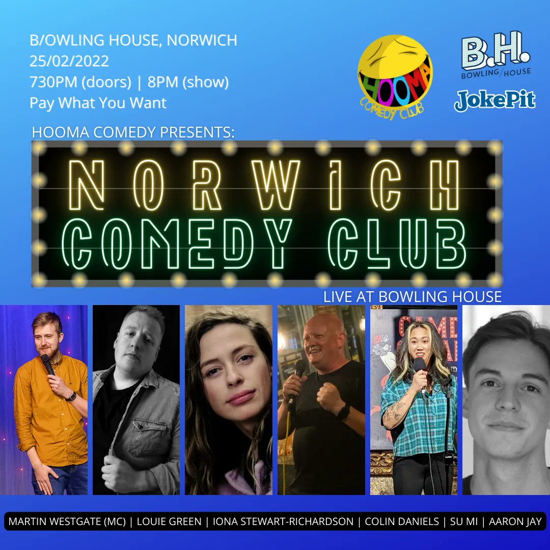 Hooma Comedy Club (@hoomacomedy) on Twitter photo THIS FRIDAY 🤩🤩🤩
<a href="/aaronjaycomedy/">aaronjaycomedy</a> headlines our weekly night <a href="/thebowlinghouse/">Bowling House</a>
🎟️jokepit.com/e/5623
<a href="/WhatsOnNorwich/">Norwich Events</a> <a href="/EveningNews/">Norwich Evening News</a> THIS FRIDAY 🤩🤩🤩
<a href="/aaronjaycomedy/">aaronjaycomedy</a> headlines our weekly night <a href="/thebowlinghouse/">Bowling House</a>
🎟️jokepit.com/e/5623
<a href="/WhatsOnNorwich/">Norwich Events</a> <a href="/EveningNews/">Norwich Evening News</a>