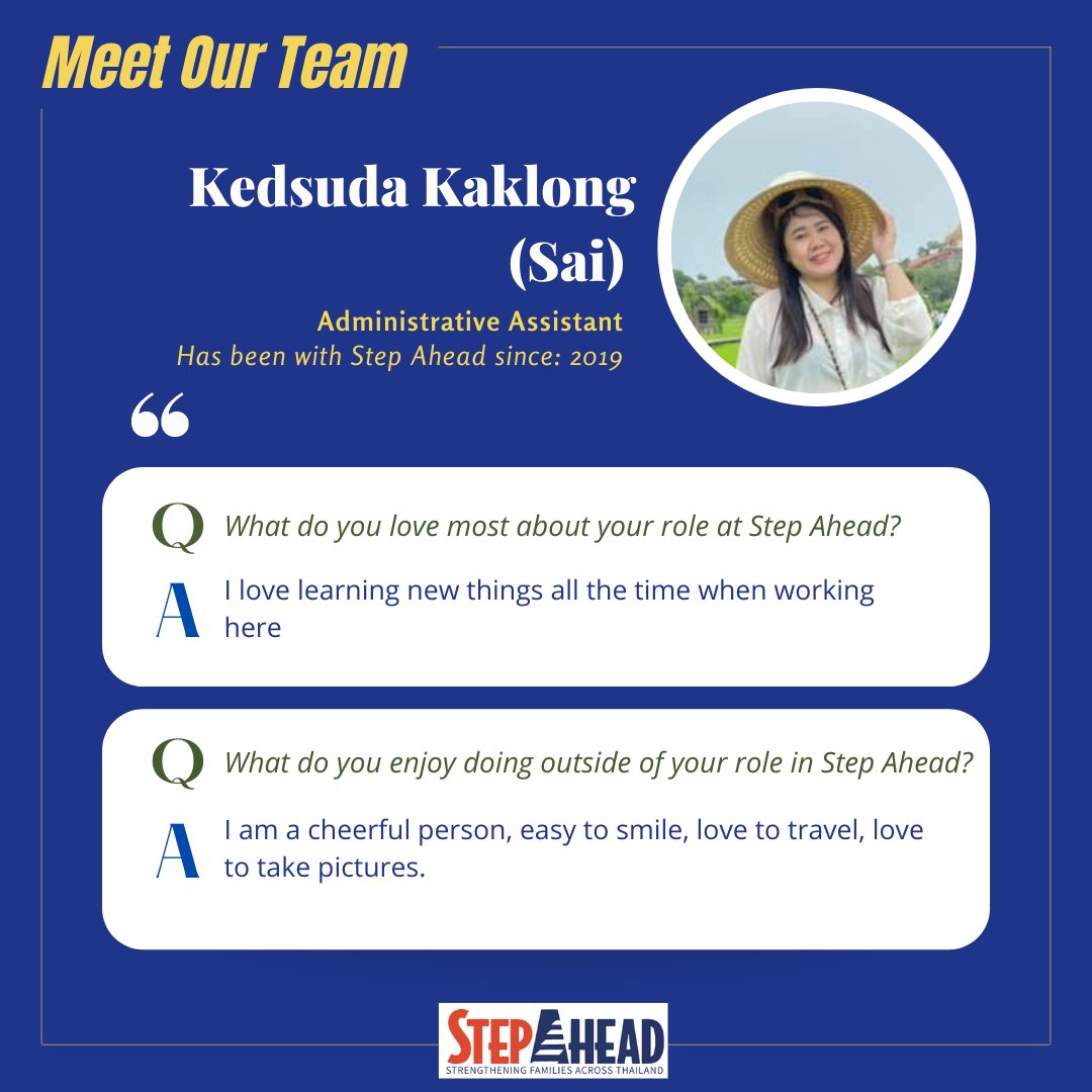 Nong Sai is our bubbly and friendly administrator.  She loves to serve and see our team succeed in all areas!  We are so blessed to have her on the team.