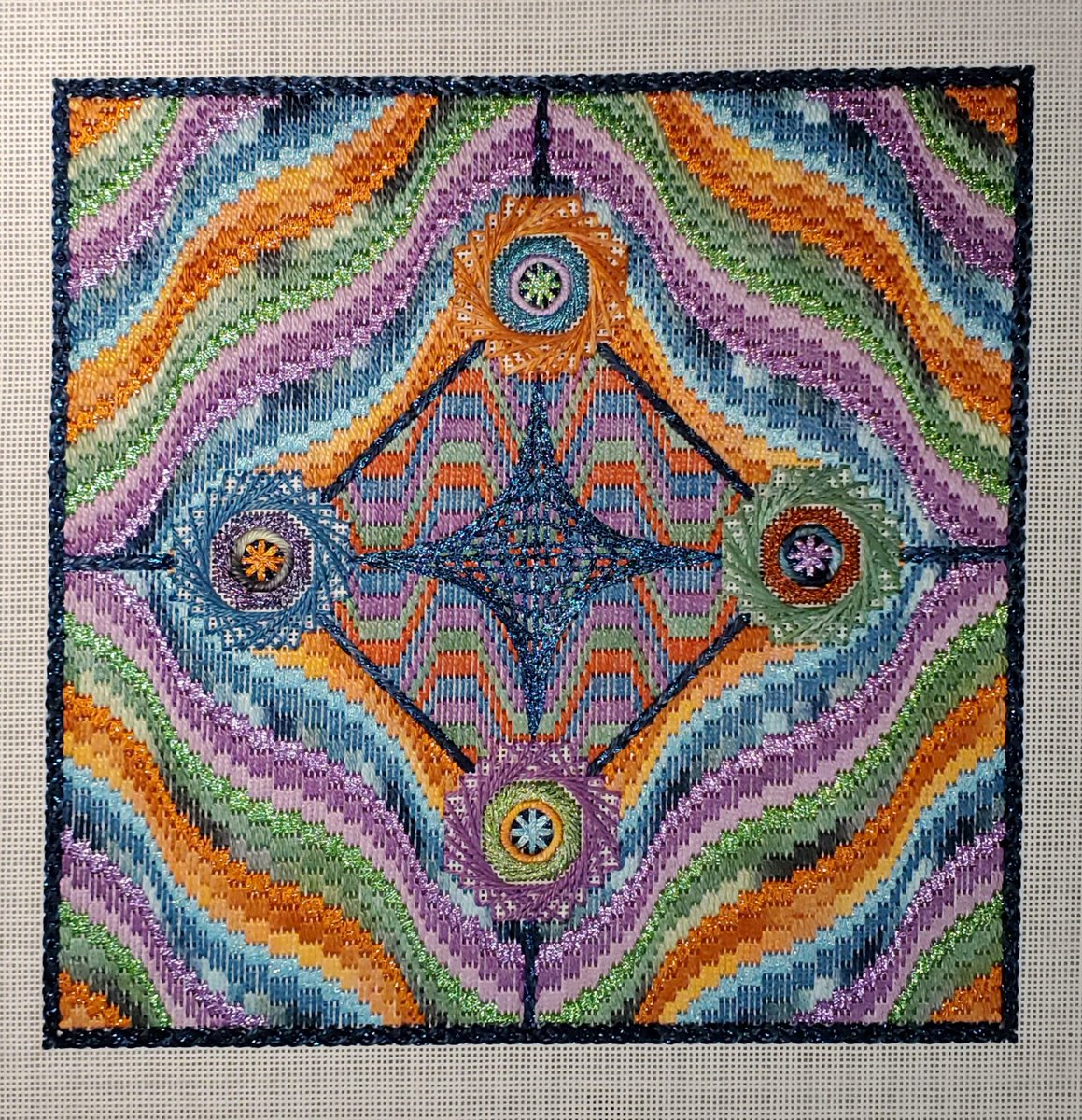 Like cataloguing, embroidery and other fibre art reveals only the finished piece, not the work of the stitching to produce it.

gazette.mun.ca/campus-and-com…

@hjpretty created a canvas titled MARC to Linked Data, a conceptual piece that explores the transition of MARC to linked data