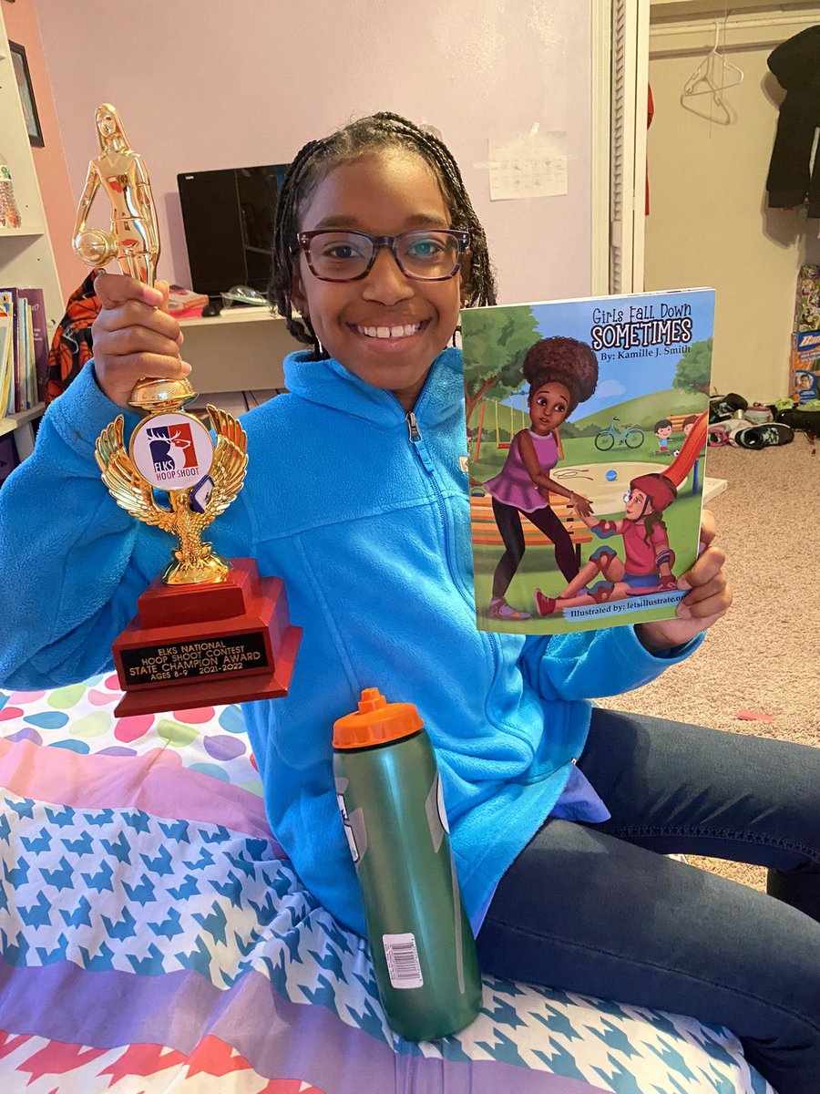 Akroncoach_JoJo's tweet photo. Someone tell @MatthewACherry we were coming to his event @uakron but we just got back from the state free throw competition in Columbus. My 9 year old daughter came home a champion and to the author copy of her first book. #akronkids #kidauthor https://t.co/C6LWFlFjkl