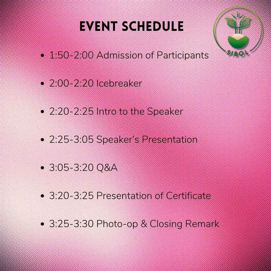 SIBOL_Org's tweet photo. 🎶 ‘Cause it's Feb 21 and I thought my feelings were gone 🎶

Samahan niyo kami and let’s learn more about feelings and love in our upcoming webinar 💗🔬Love Through a Microscope🔬💗 Check out our ✨ final schedule ✨ for the event! 😻✅

🌱 Register now! 
https://t.co/v0bLKieOSm https://t.co/iPfvVwkxam
