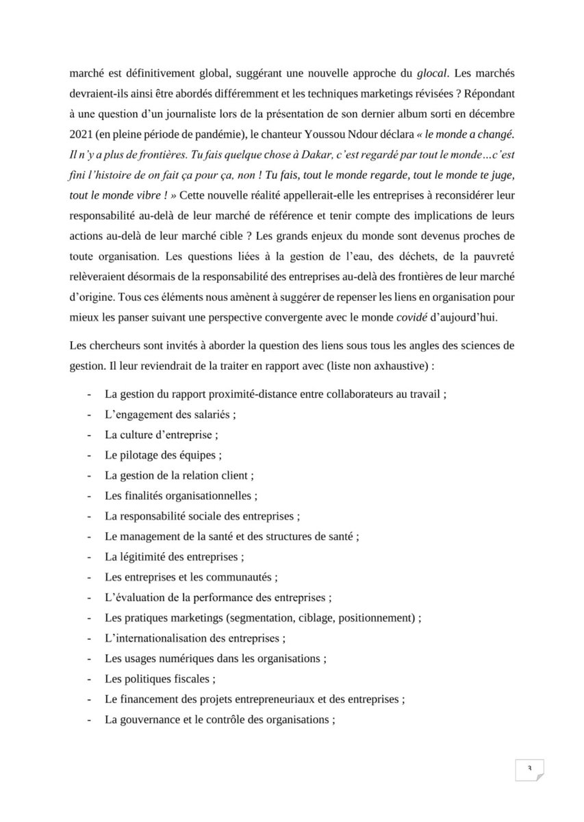Germainoli's tweet photo. (Re)pe(a)nser le lien en organisation. Appel à communications - 9eme édition du colloque international de l’Association Sénégalaise des Sciences de Gestion ASSG - 13 au 16 décembre 2022

https://t.co/SJLRIjqOvF https://t.co/FaqPVoyo9J