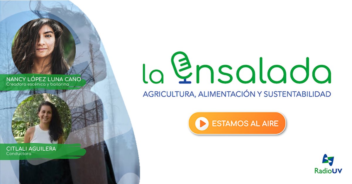 EnsaladaRadio's tweet photo. ¡Estamos #AlAire!🥗
Escucha @RadioUV 90.5 FM o https://t.co/hMG2nt6SYF 

Inicia el día con @citlaguilera, el tema de hoy es:

#Repetición
UN CUERPO-PLANETA 🌎🧍‍♀️

En #LaEntrevista recordaremos la charla con Nancy López Luna Cano, creadora escénica, bailarina y educadora somática. https://t.co/gn4XDg7Pt9