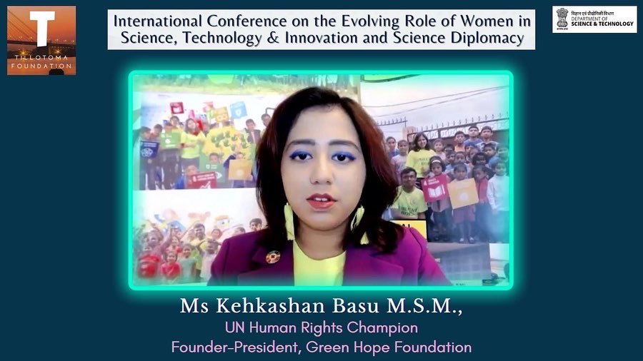 KehkashanBasu's tweet photo. Delighted to speak at the International Conference on the Evolving Role of Women in Science, Technology & Innovation and Science Diplomacy, organized by Tillotoma Foundation, in association with the Department of Science & Technology, Government of India.
#SDGS #RebuildBetter https://t.co/I6QvnvyqgT