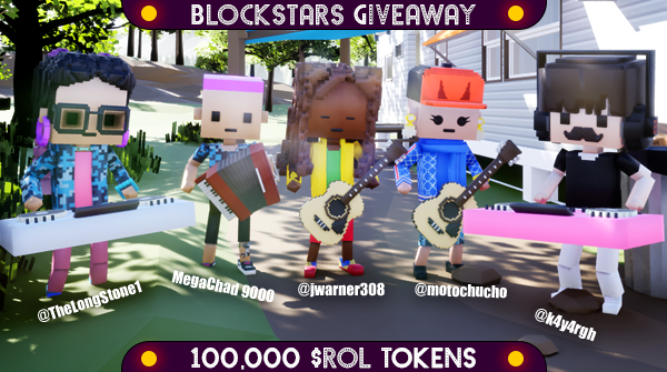 k4y4rgh's tweet photo. Become a 🎸Blockstars 🎸Whale! 100,000 $ROL up for grabs. When the devs are away (on vaca), the community will play! 

Like, Retweet, Tag 2 Friends 🤘
Follow:
@blockstarsgame 
@k4y4rgh 
@Motochucho
@TheLongStone1
@jwarner308
Watch &amp; subscribe: https://t.co/3LvVudwaND https://t.co/1AA53VYfJr