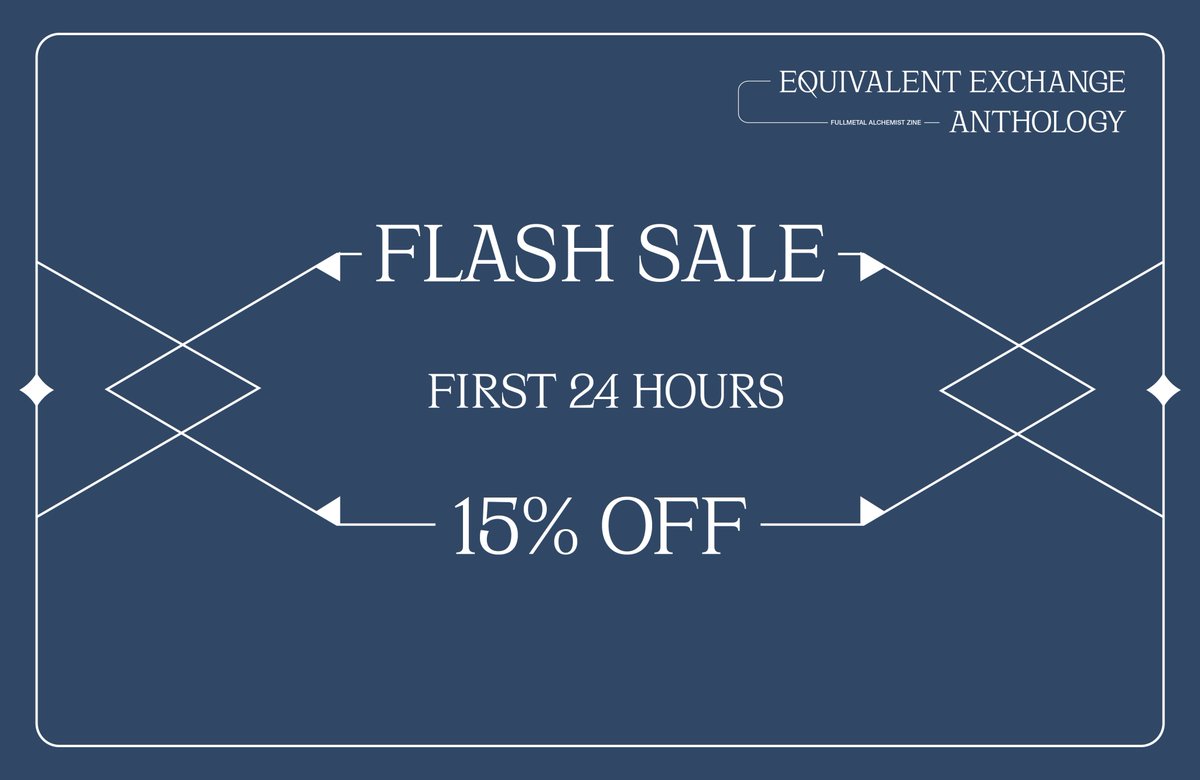 EE_Anthology's tweet photo. Great news for everybody eyeing after-sales:
For the first 24 hours โ all day on March 1st โ you'll be able to get everything in your order for 15% off!
Keep an eye out for the discount code! ๐
#fanzine #ZineAfterSales #AfterSales #FMA #FMAB #FullmetalAlchemist #FMAMerch https://t.co/TlshoIlYWK